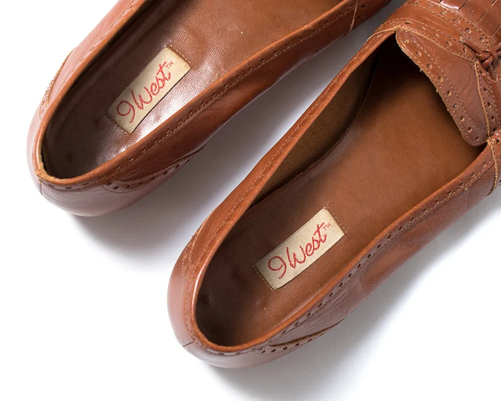 1980s 1990s Brown Leather Tassel Loafers | size US 7.5/8