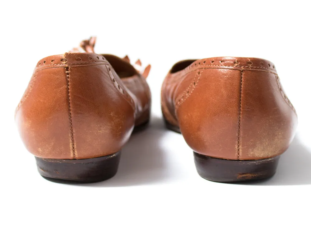 1980s 1990s Brown Leather Tassel Loafers | size US 7.5/8