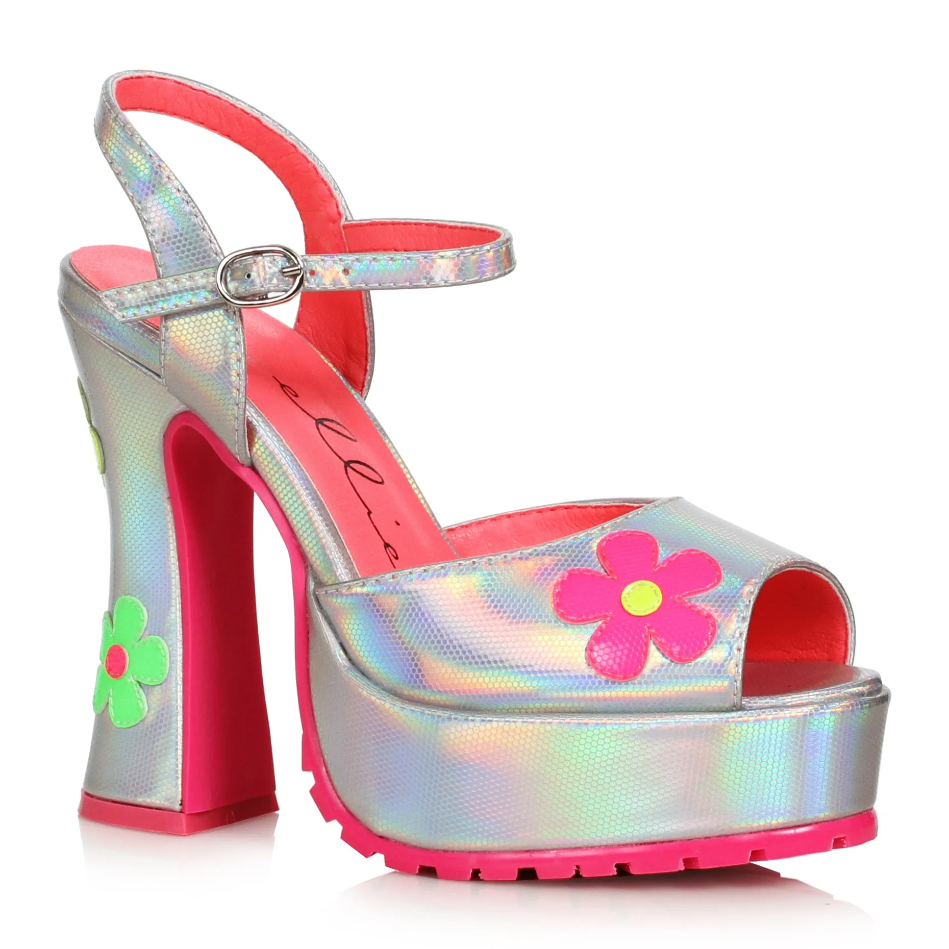 557-DAISY 5.5"Heel Open Toe Shoe with Flower