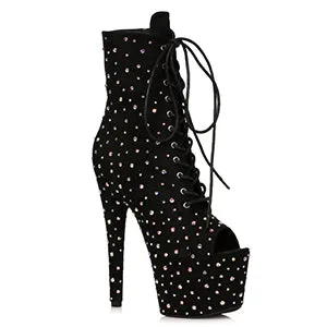 709-ZESTFUL 7" Open Toe Microfiber Boot with Rhinestones
