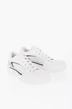Alexander McQueen Solid Color Leather and Canvas Low-Top Sneakers