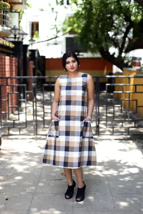 Beige Checked Dress