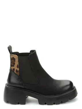 Betsy Black & Leopard Womens Ankle Boots