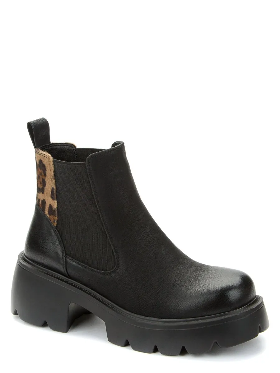 Betsy Black & Leopard Womens Ankle Boots