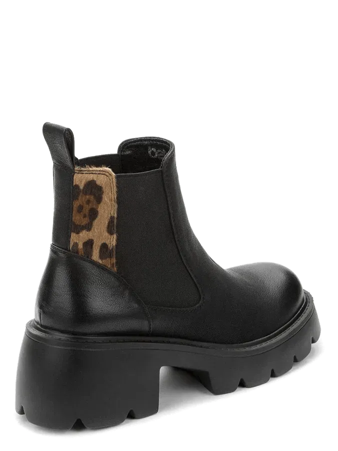 Betsy Black & Leopard Womens Ankle Boots