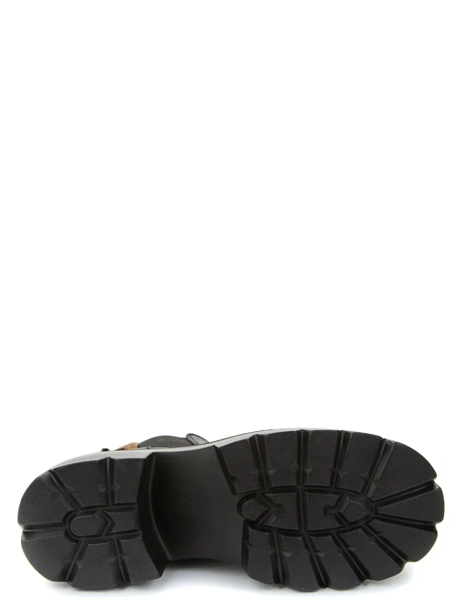 Betsy Black & Leopard Womens Ankle Boots