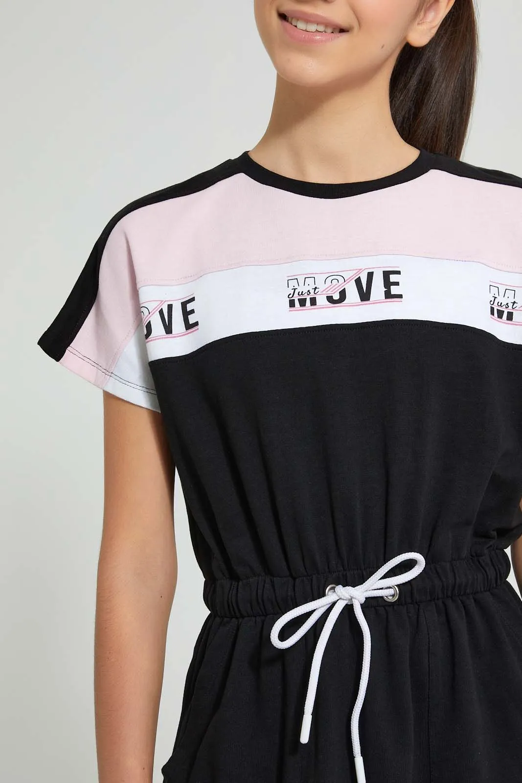 Black And Pink Sporty Knitted Dress