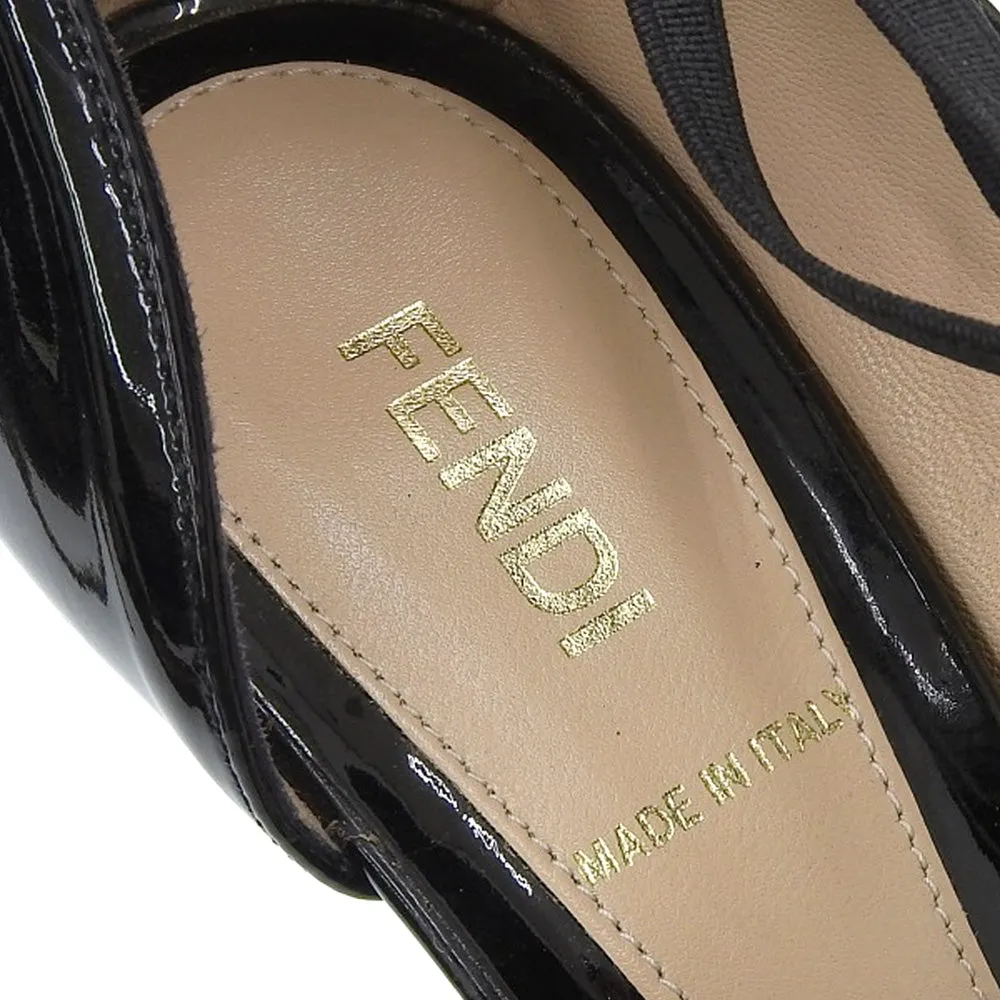 Fendi Patent Open Toe Pumps Black