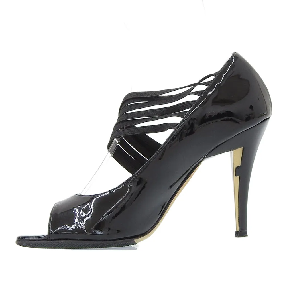 Fendi Patent Open Toe Pumps Black