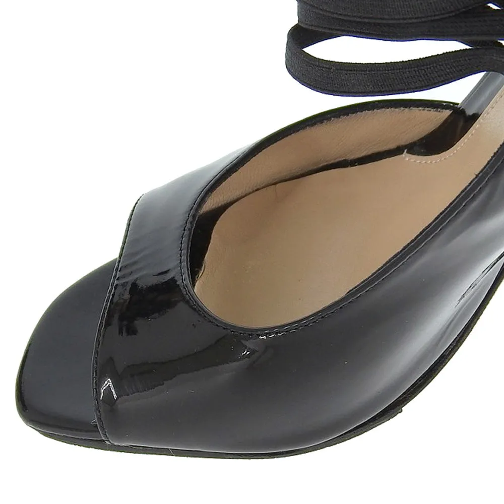 Fendi Patent Open Toe Pumps Black