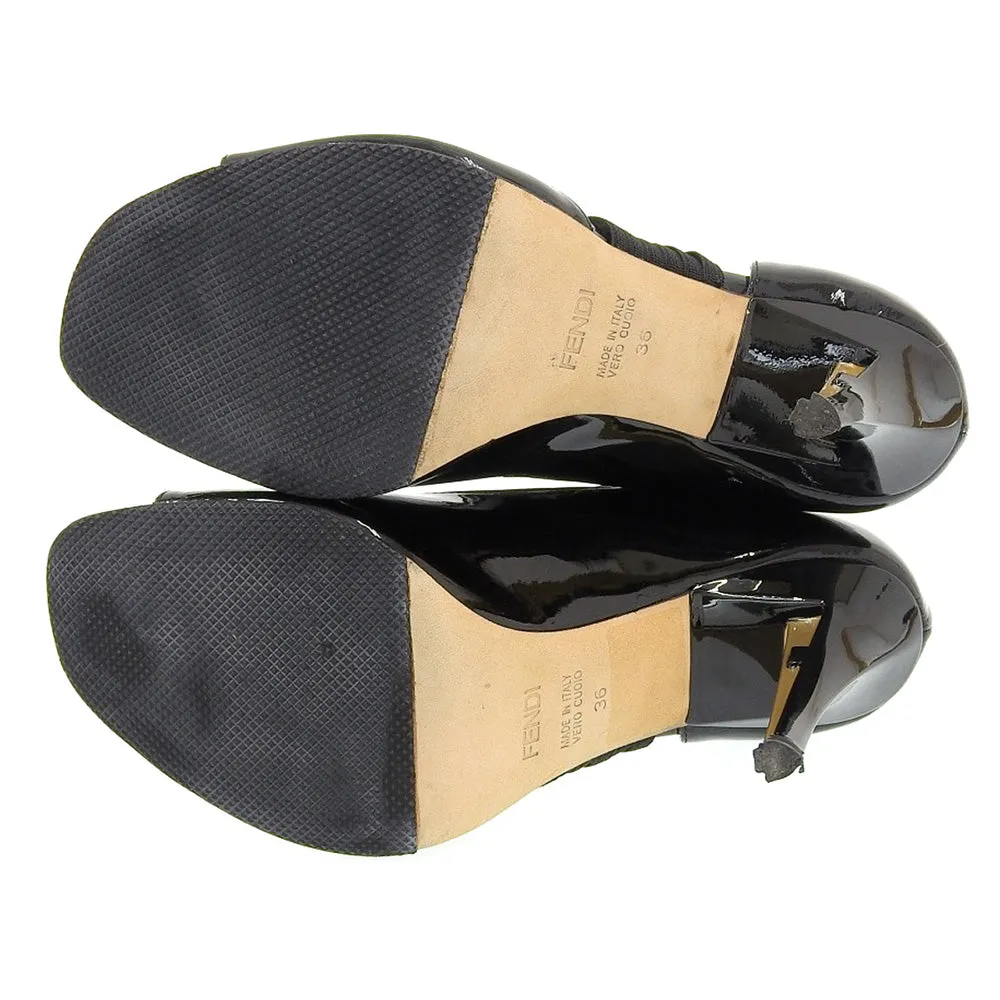 Fendi Patent Open Toe Pumps Black