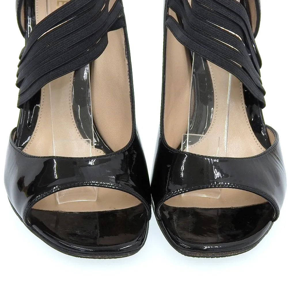Fendi Patent Open Toe Pumps Black
