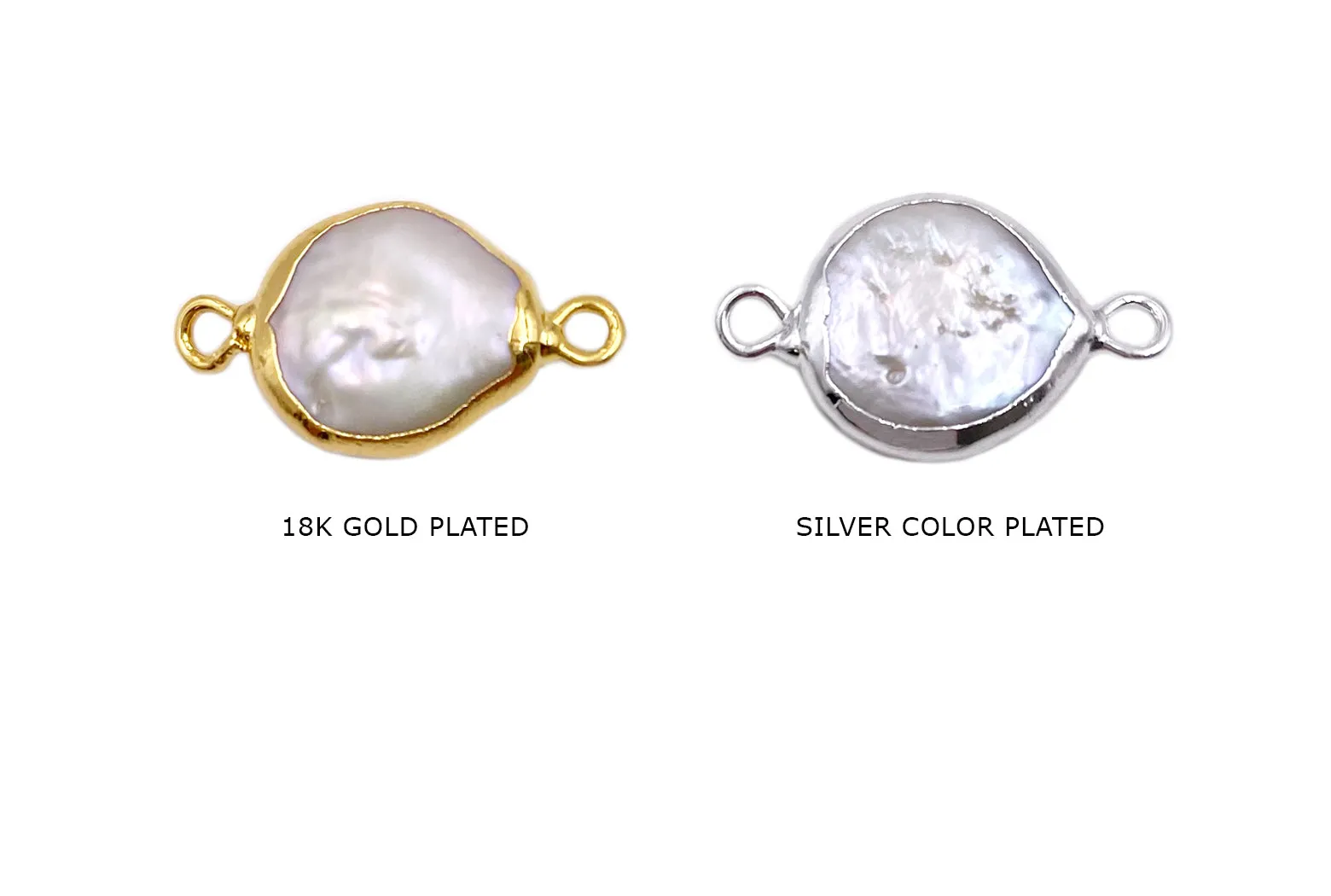 FWP1116 Irregular Round Fresh Water Pearl Connector Bead 12mm