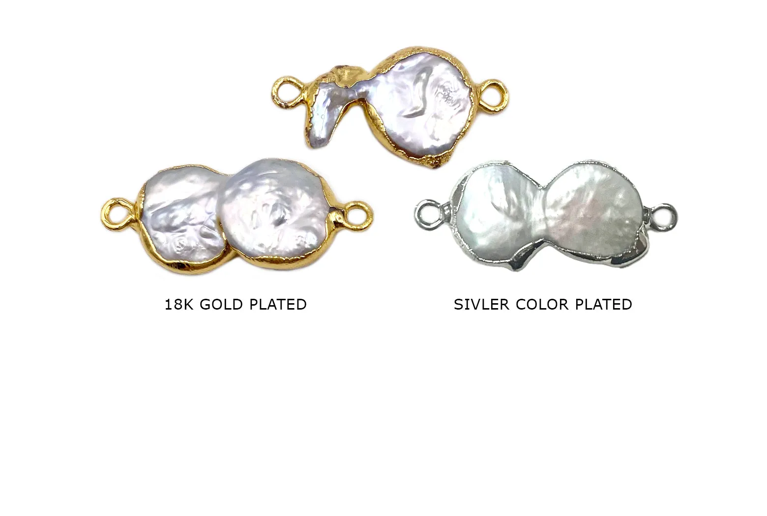 FWP1118 Fresh Water Pearl Connector Bead With Gold Lining