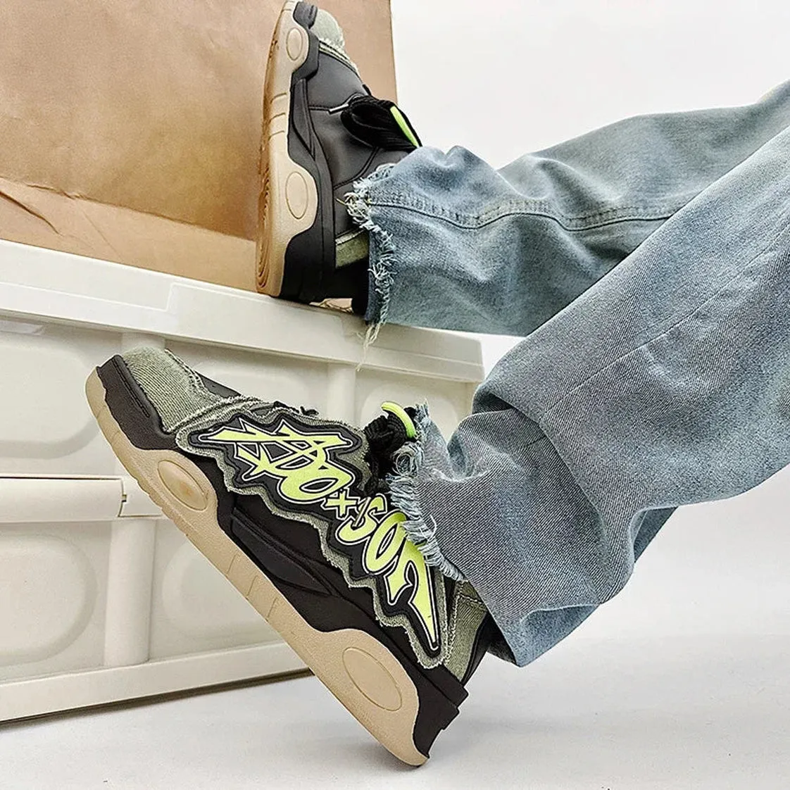 Grunge Chunky Two-Tone Sneakers