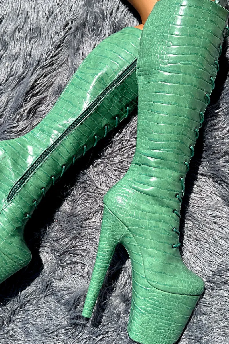 Hella Heels Jungle Knee High 8inch Boots - Killing Adam