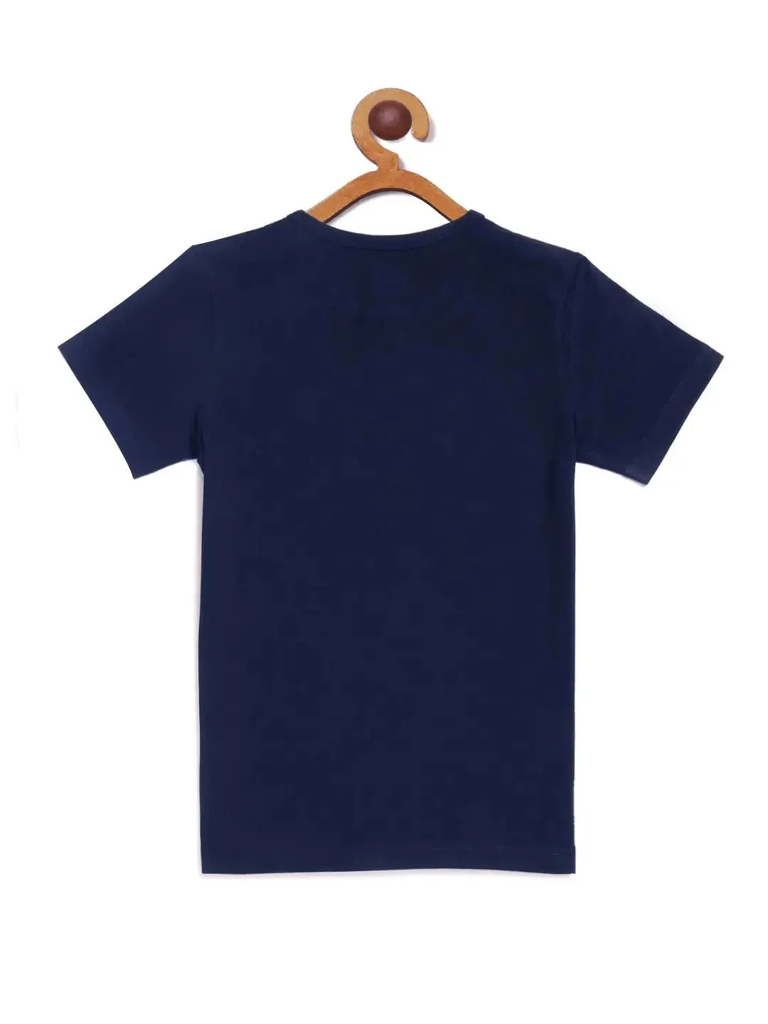 Kids Navy Half Sleeves Space Cotton T-shirt