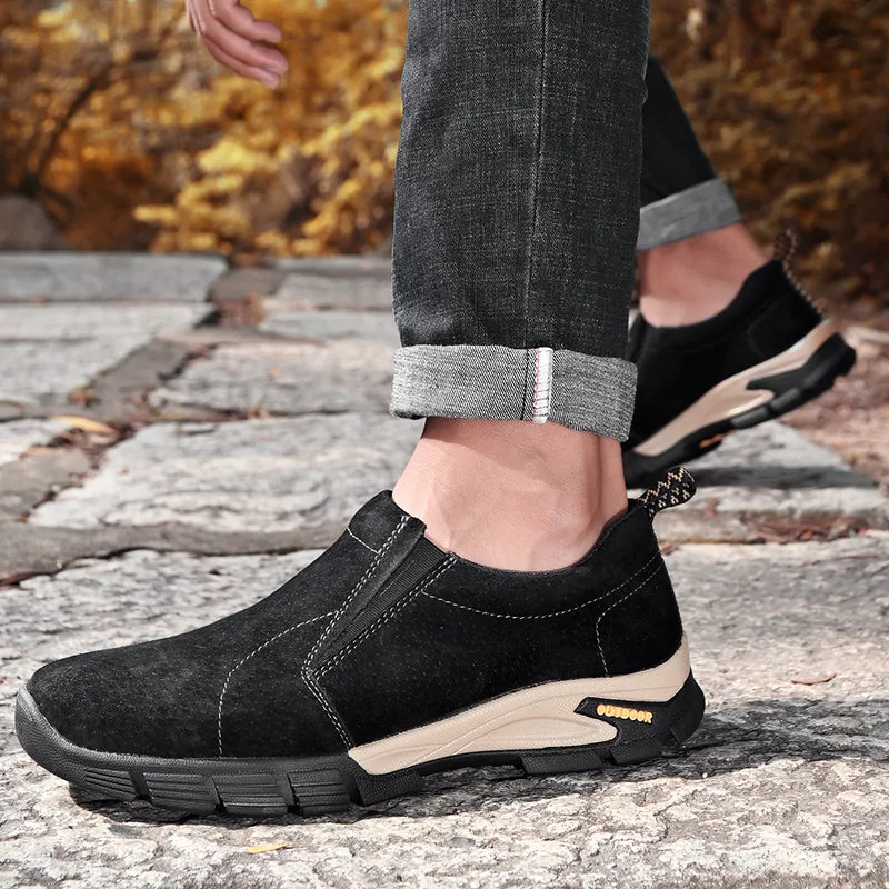 Men's Spring/Autumn Genuine Leather Casual Sneakers | Plus Size
