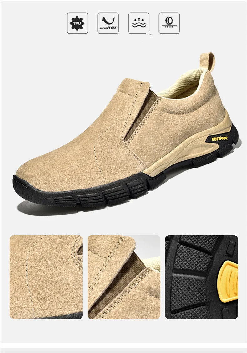 Men's Spring/Autumn Genuine Leather Casual Sneakers | Plus Size