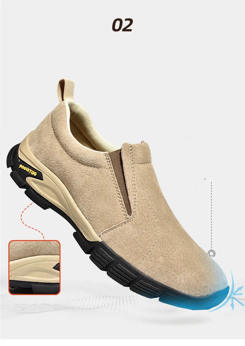 Men's Spring/Autumn Genuine Leather Casual Sneakers | Plus Size