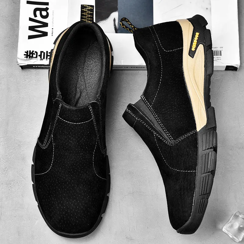 Men's Spring/Autumn Genuine Leather Casual Sneakers | Plus Size