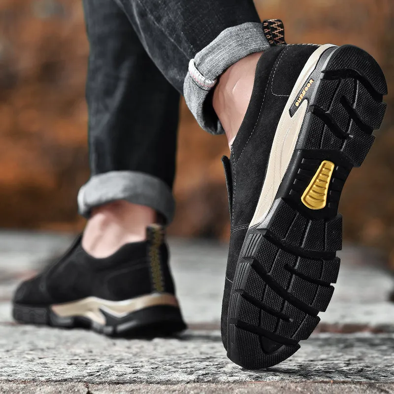 Men's Spring/Autumn Genuine Leather Casual Sneakers | Plus Size