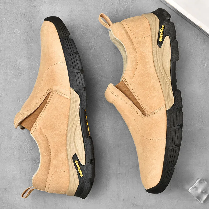 Men's Spring/Autumn Genuine Leather Casual Sneakers | Plus Size