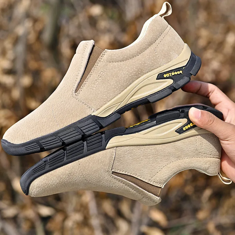 Men's Spring/Autumn Genuine Leather Casual Sneakers | Plus Size