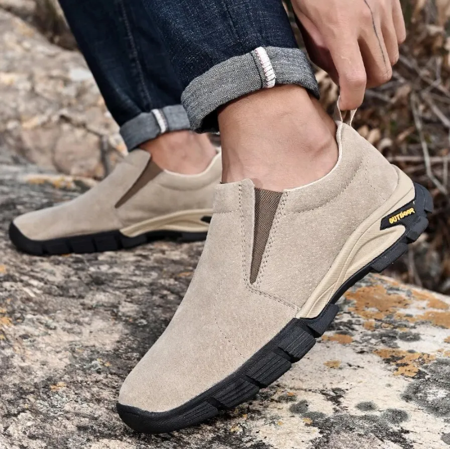 Men's Spring/Autumn Genuine Leather Casual Sneakers | Plus Size
