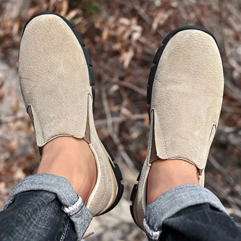 Men's Spring/Autumn Genuine Leather Casual Sneakers | Plus Size