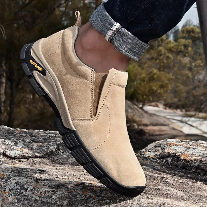 Men's Spring/Autumn Genuine Leather Casual Sneakers | Plus Size