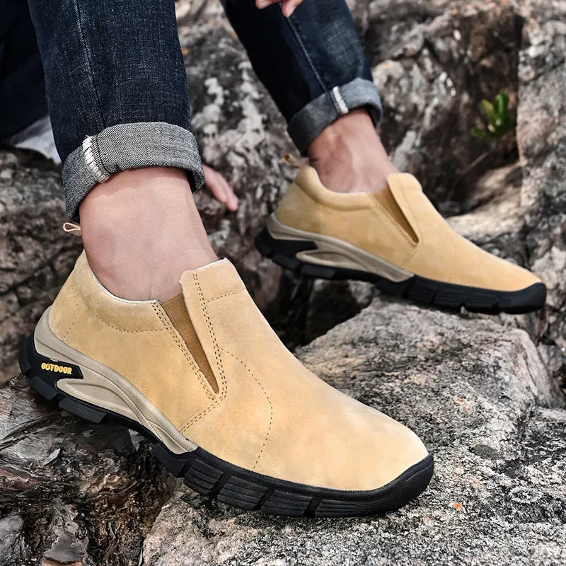 Men's Spring/Autumn Genuine Leather Casual Sneakers | Plus Size