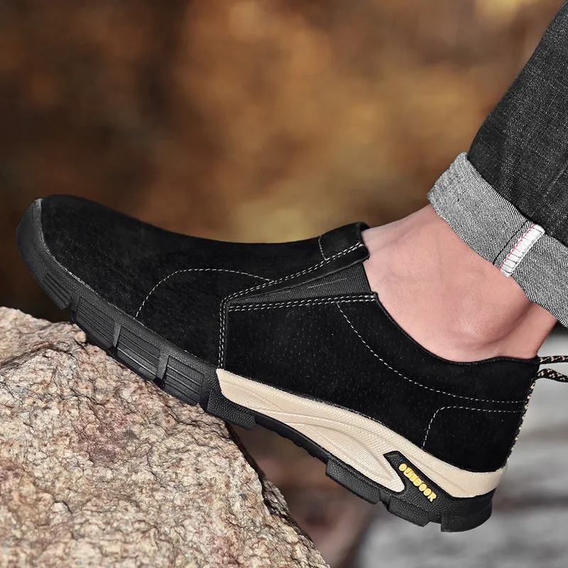 Men's Spring/Autumn Genuine Leather Casual Sneakers | Plus Size
