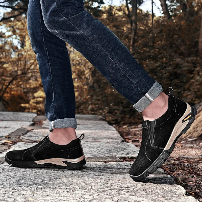Men's Spring/Autumn Genuine Leather Casual Sneakers | Plus Size