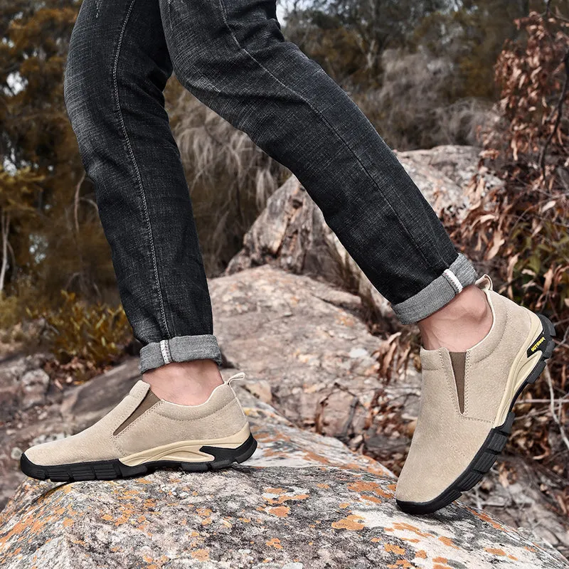 Men's Spring/Autumn Genuine Leather Casual Sneakers | Plus Size