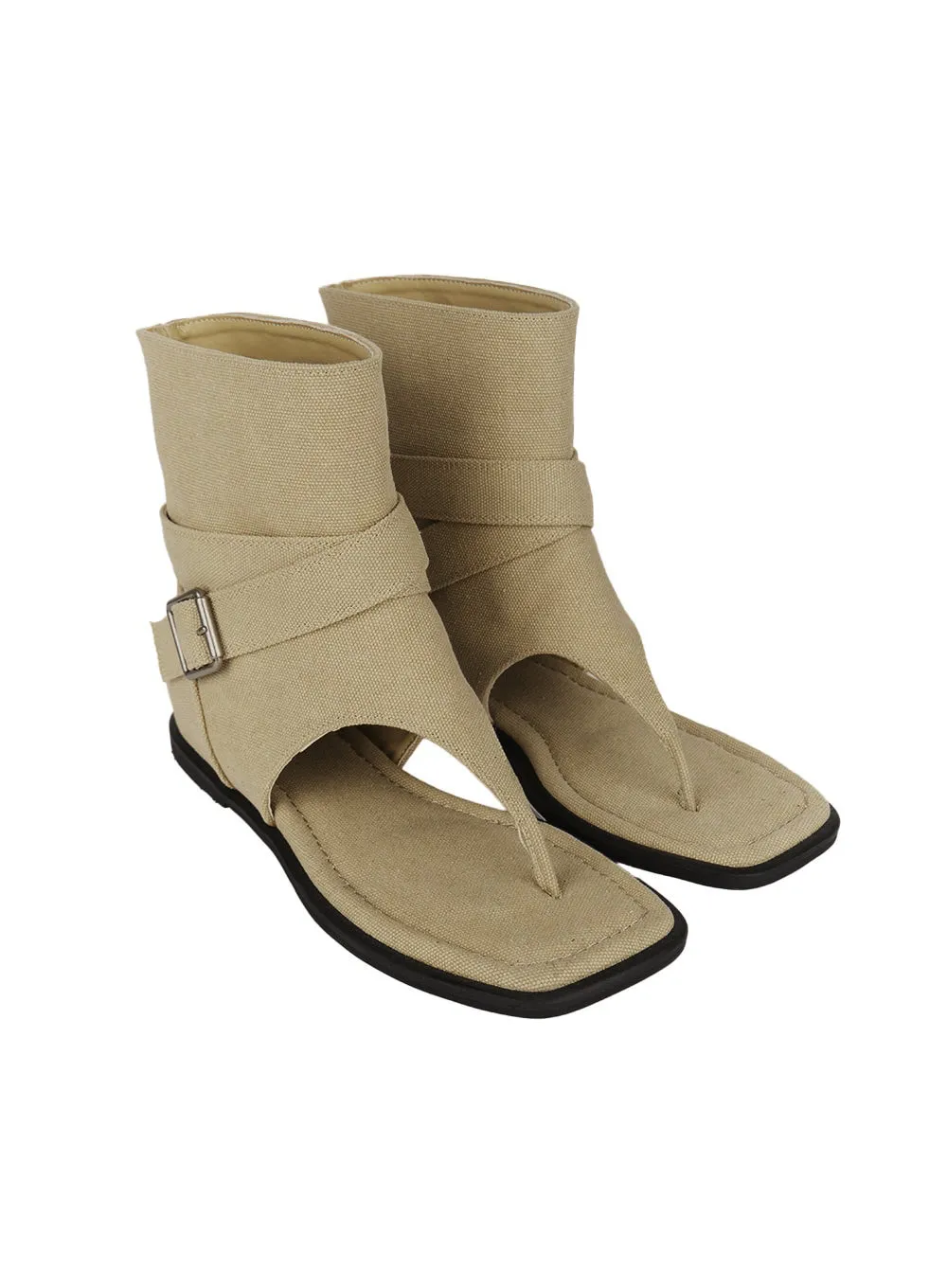 Open-Toe Buckle Midi Boots CA509