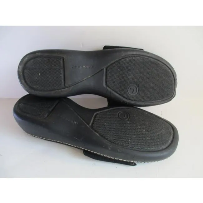 Rockport Black Open Toe Woven Fabric Vamp Band Slides Pumps Size Us
