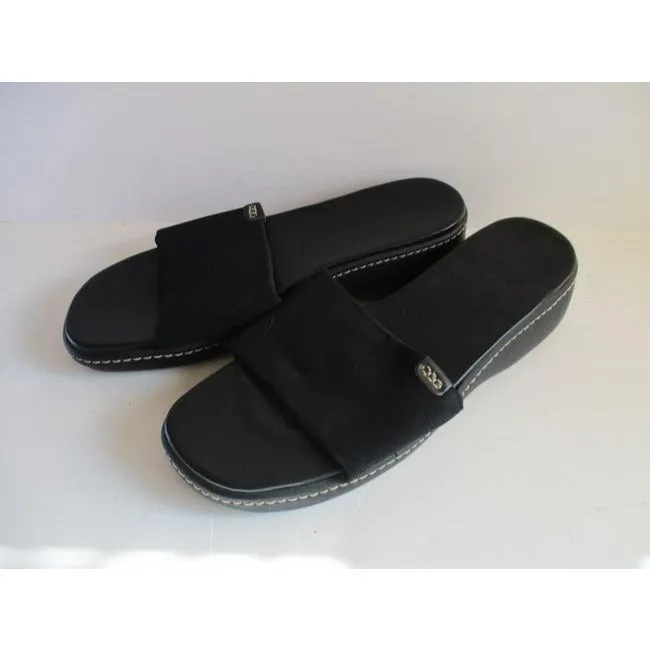 Rockport Black Open Toe Woven Fabric Vamp Band Slides Pumps Size Us