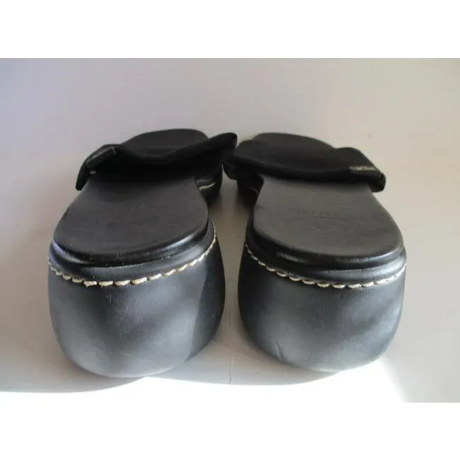 Rockport Black Open Toe Woven Fabric Vamp Band Slides Pumps Size Us