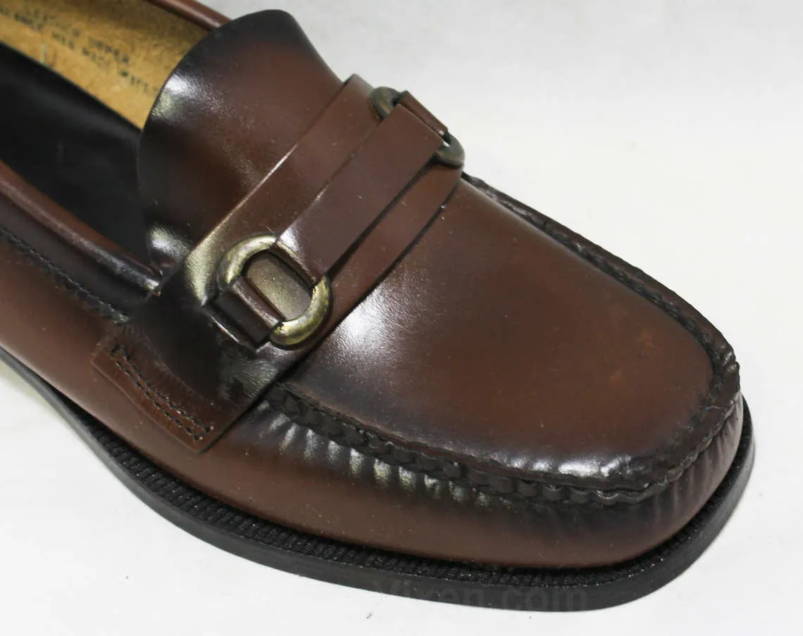 Size 13 Boys Shoes - Authentic 1960s Brown Leather Loafers - Child Size Boy's 13D - Slip On 60's Preppy Shoe - 60s Deadstock in Box NIB