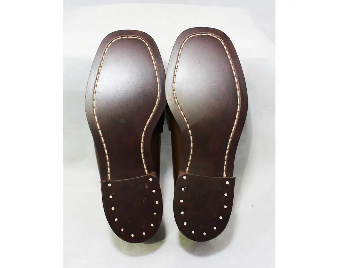 Size 13 Boys Shoes - Authentic 1960s Brown Leather Loafers - Child Size Boy's 13D - Slip On 60's Preppy Shoe - 60s Deadstock in Box NIB